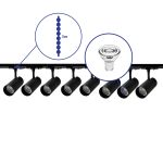 Bright Choice Set completo 1-Fase Rail 3 Metro Nero | incl. 8x Faretti + GU10 2700K 3W Dimmerabile + Tappo Di Chiusura, Connettore di Alimentazione e I-Connettore