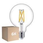 Confezione Multipack 6x Philips MASTER Value LED Globe E27 93mm Filamento Chiara 5.9W 806lm - 922-927 Bianco Molto Caldo | Miglior Resa Cromatica - Dimmerabile - Sostitutiva 60W