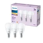 Confezione Multipack 3x Philips Bulbo LED E14 Pera Ghiaccio 5W 470lm - 827 Bianco Molto Caldo